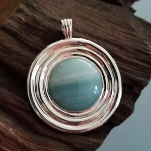 Estate Silver Necklace with Blue Centerpiece
